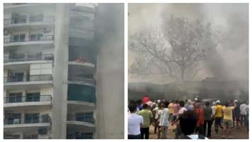 गाजियाबाद: क्रॉसिंग रिपब्लिक के अजनारा सोसाइटी मार्केट में लगी आग, मची अफरा-तफरी,