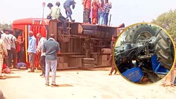 जबलपुर में सड़क हादसा, बस और ट्रैक्टर की जोरदार टक्कर…हाईवे पर दोनों वाहन पलटे, 39 यात्री घायल